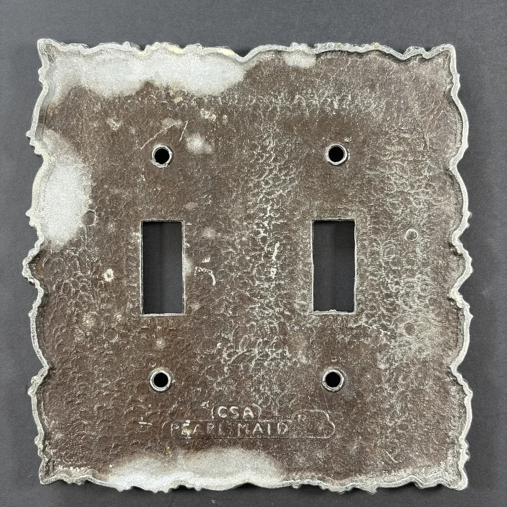 Vintage Pearl Maid Ornate Metal Double-Gang Light Switch Plate